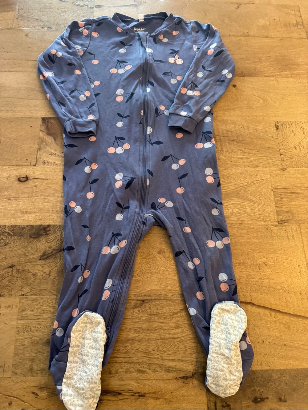 Pekkle Navy Cherry Print One-Piece Footed Pajamas footies novelty cozy 24 months